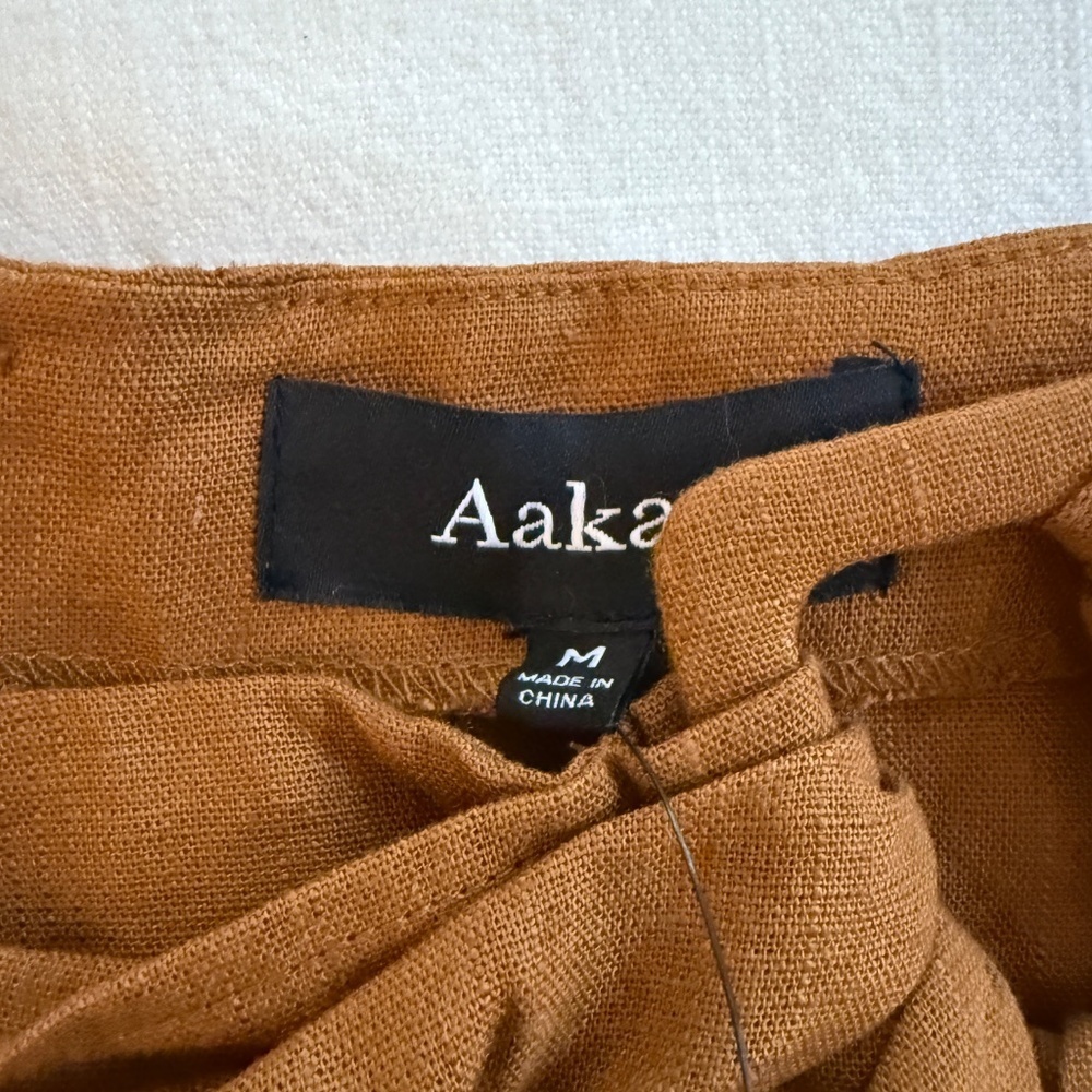 AaKaa Burnt orange Belted Linen skirt with Slit NWT - Picture 4 of 4